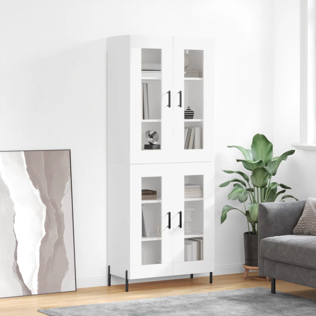 Hoge kast 69,5x34x180 cm bewerkt hout wit