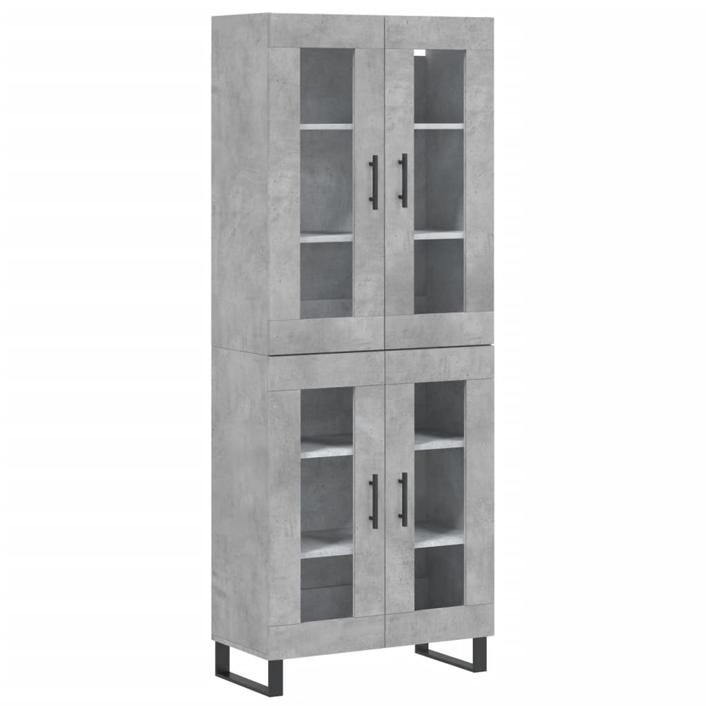 Hoge kast 69,5x34x180 cm bewerkt hout betongrijs – afbeelding 2