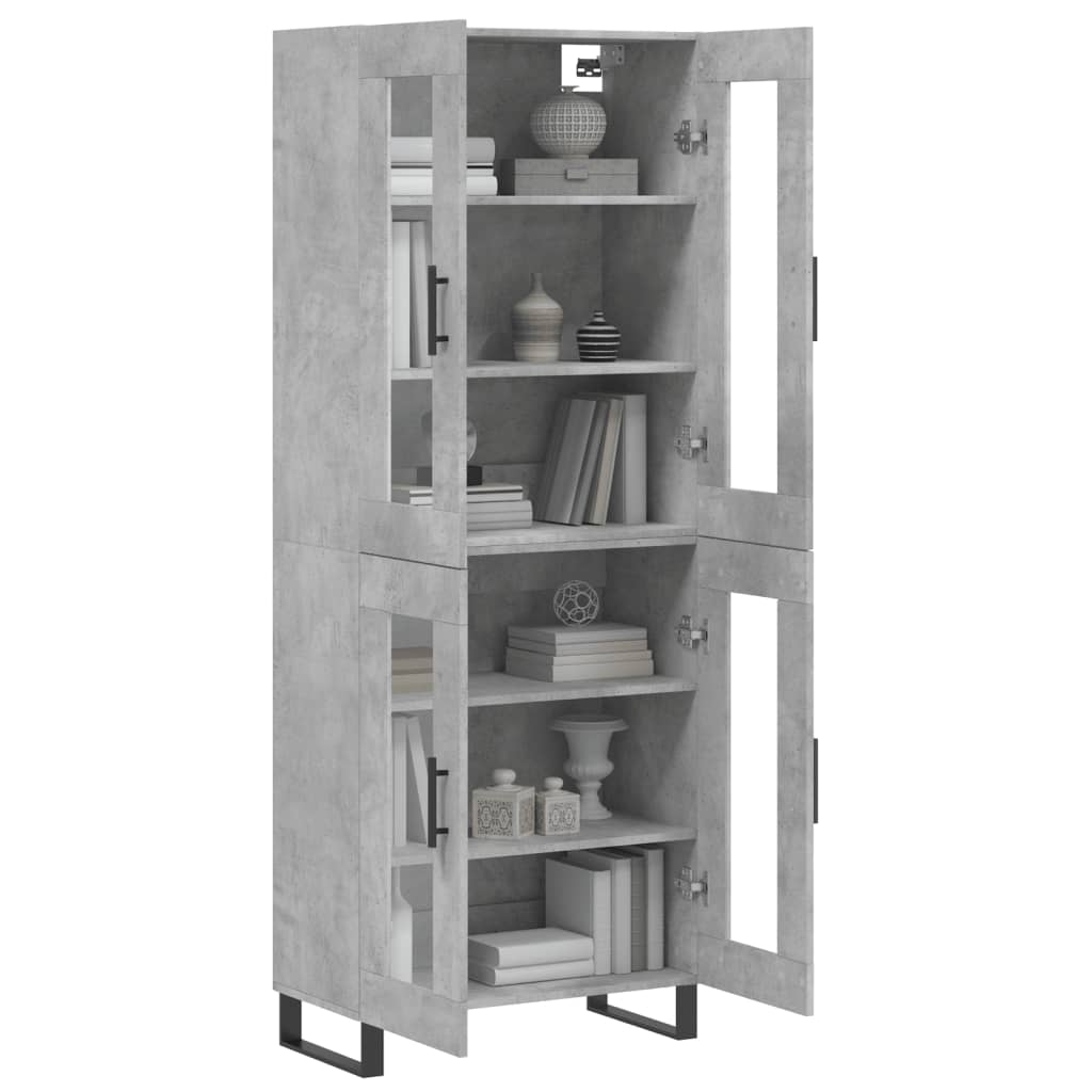 Hoge kast 69,5x34x180 cm bewerkt hout betongrijs – afbeelding 3