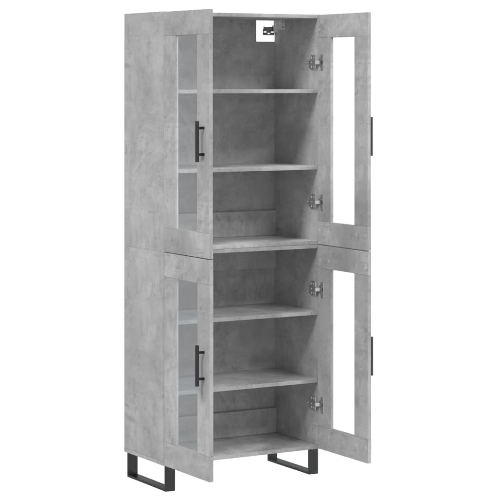Hoge kast 69,5x34x180 cm bewerkt hout betongrijs – afbeelding 4