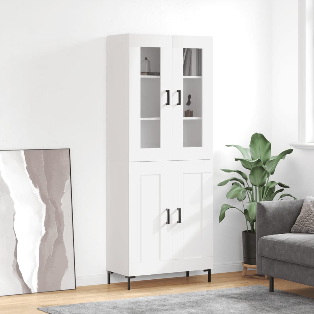 Hoge kast 69,5x34x180 cm bewerkt hout wit