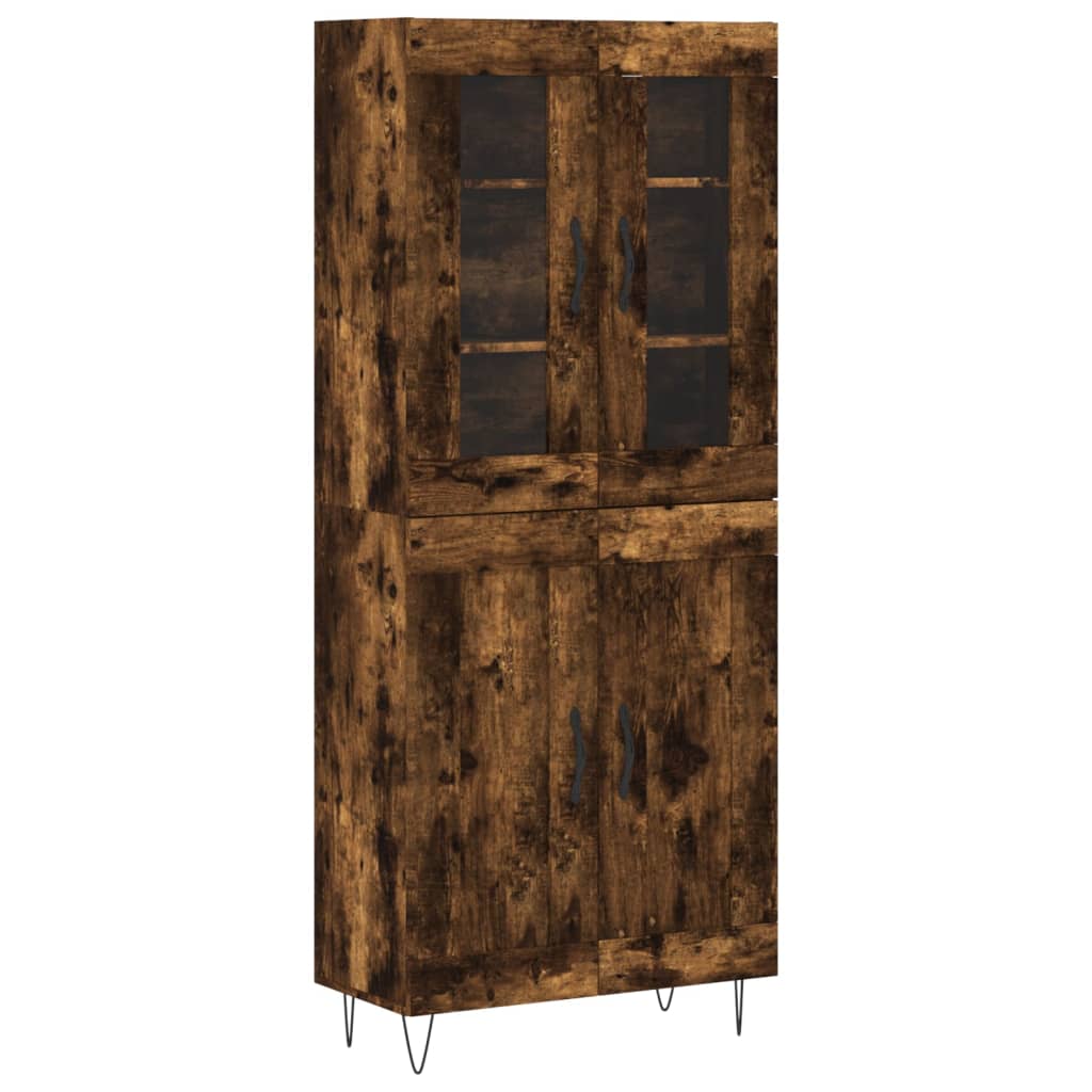 Hoge kast 69,5x34x180 cm bewerkt hout gerookt eikenkleurig – afbeelding 2