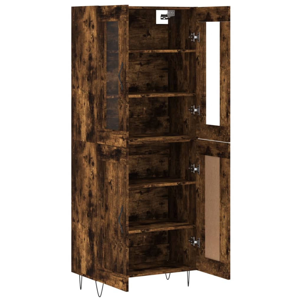 Hoge kast 69,5x34x180 cm bewerkt hout gerookt eikenkleurig – afbeelding 4