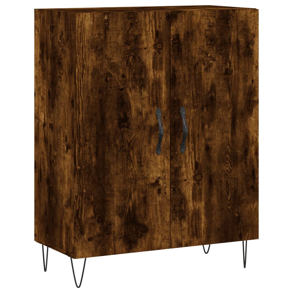 Hoge kast 69,5x34x180 cm bewerkt hout gerookt eikenkleurig – afbeelding 7