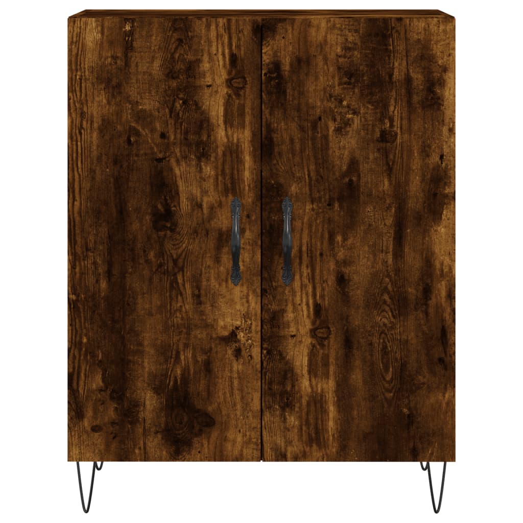 Hoge kast 69,5x34x180 cm bewerkt hout gerookt eikenkleurig – afbeelding 8