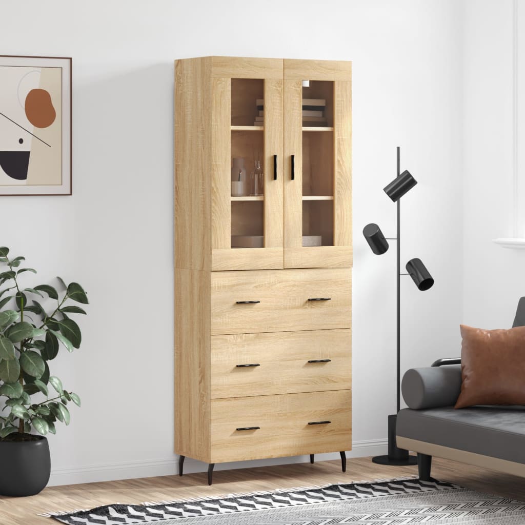Hoge kast 69,5x34x180 cm bewerkt hout sonoma eikenkleurig