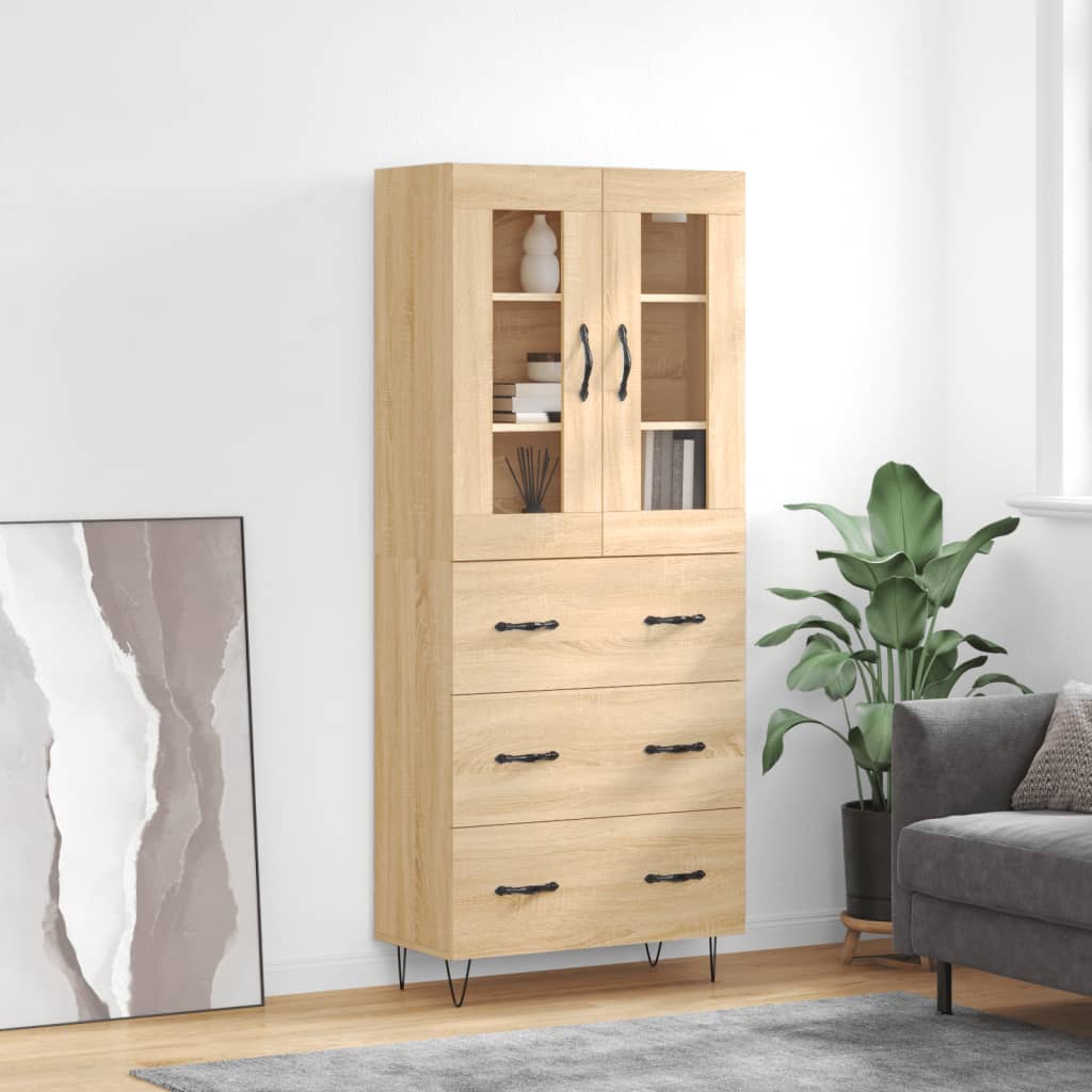 Hoge kast 69,5x34x180 cm bewerkt hout sonoma eikenkleurig