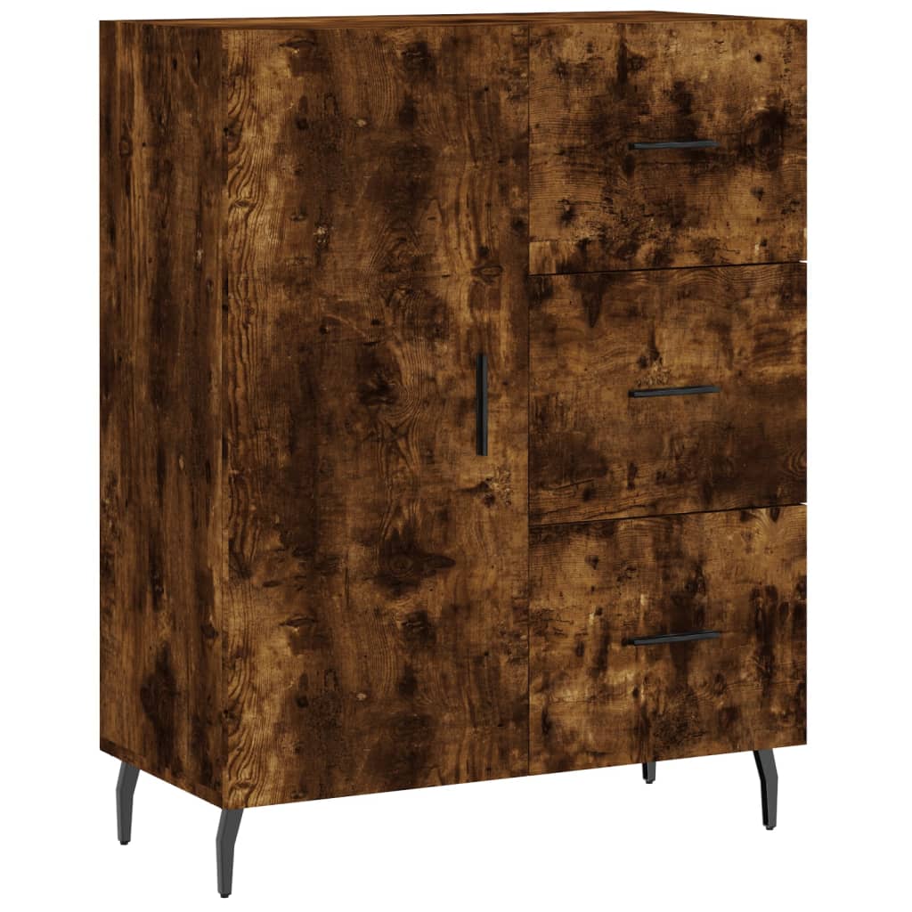 Hoge kast 69,5x34x180 cm bewerkt hout gerookt eikenkleurig – afbeelding 7
