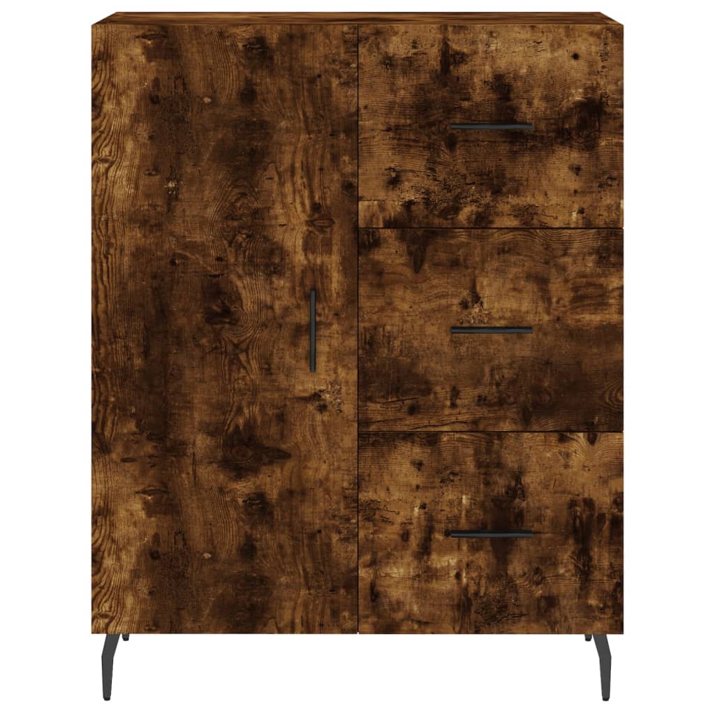 Hoge kast 69,5x34x180 cm bewerkt hout gerookt eikenkleurig – afbeelding 8