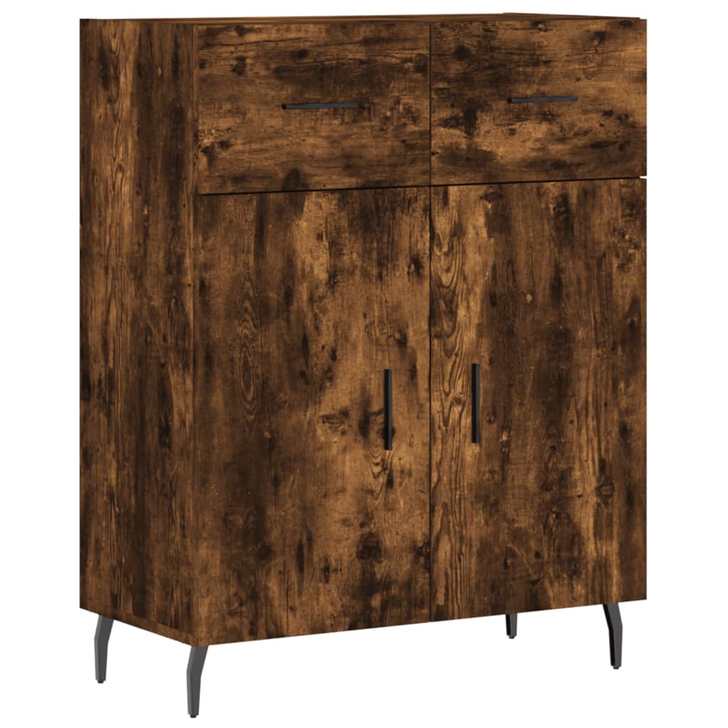 Hoge kast 69,5x34x180 cm bewerkt hout gerookt eikenkleurig – afbeelding 7