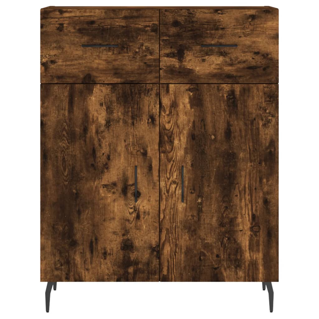 Hoge kast 69,5x34x180 cm bewerkt hout gerookt eikenkleurig – afbeelding 8