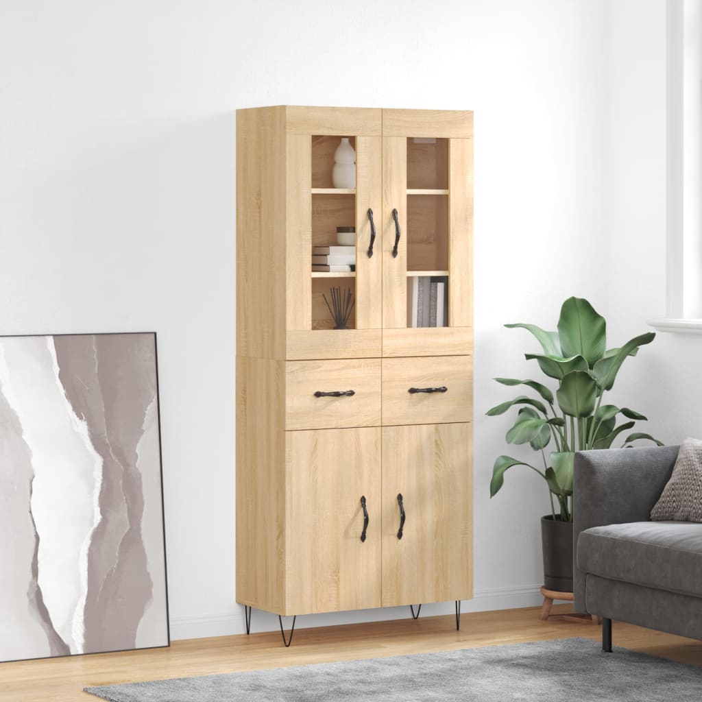Hoge kast 69,5x34x180 cm bewerkt hout sonoma eikenkleurig