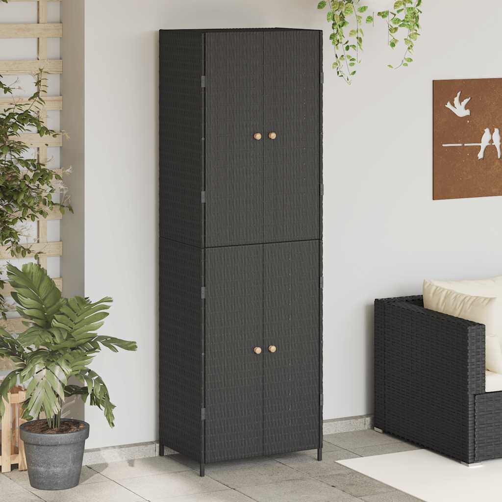 Tuinkast 59x40x180 cm poly rattan zwart