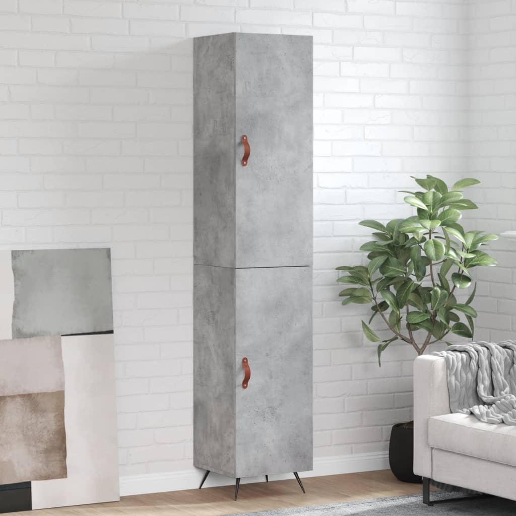 Hoge kast 34,5x34x180 cm bewerkt hout betongrijs