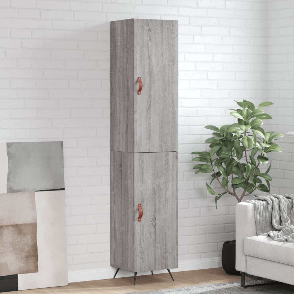 Hoge kast 34,5x34x180 cm bewerkt hout grijs sonoma eikenkleurig