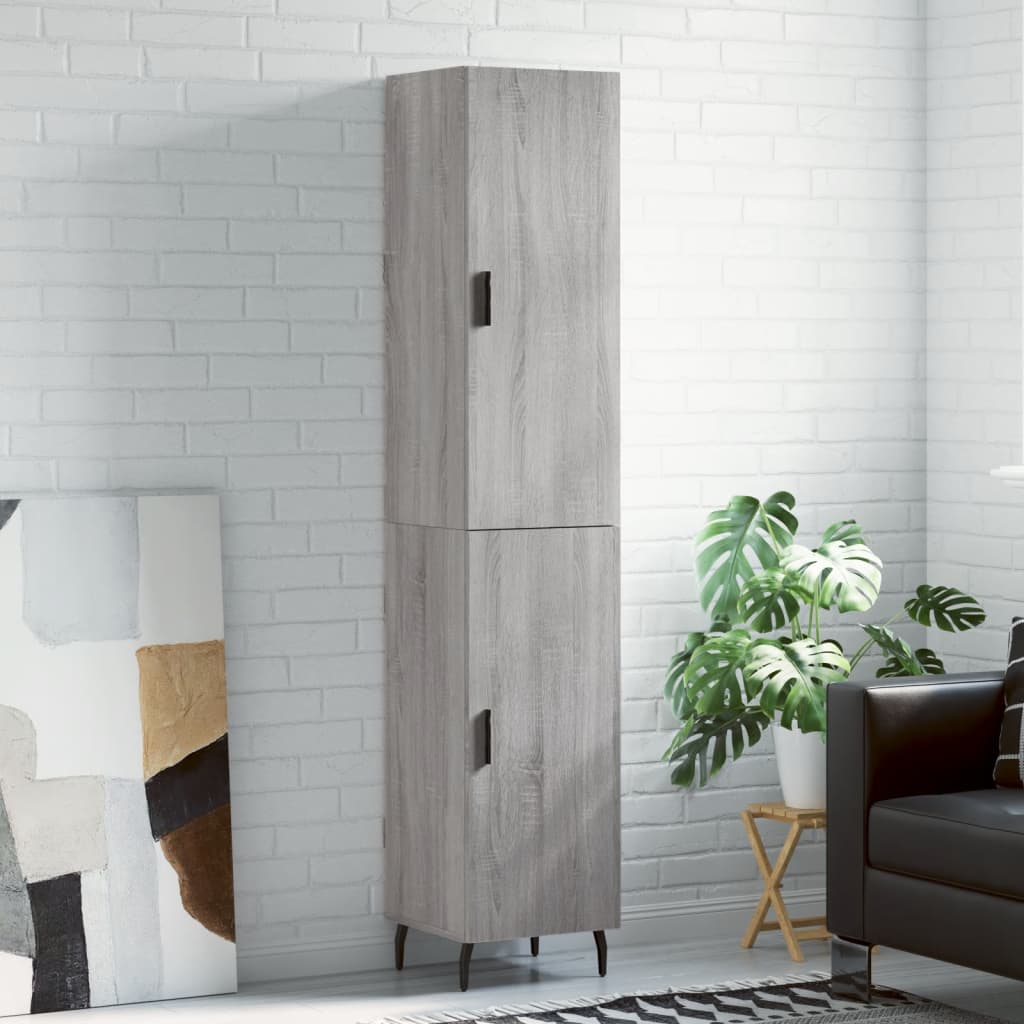 Hoge kast 34,5x34x180 cm bewerkt hout grijs sonoma eikenkleurig