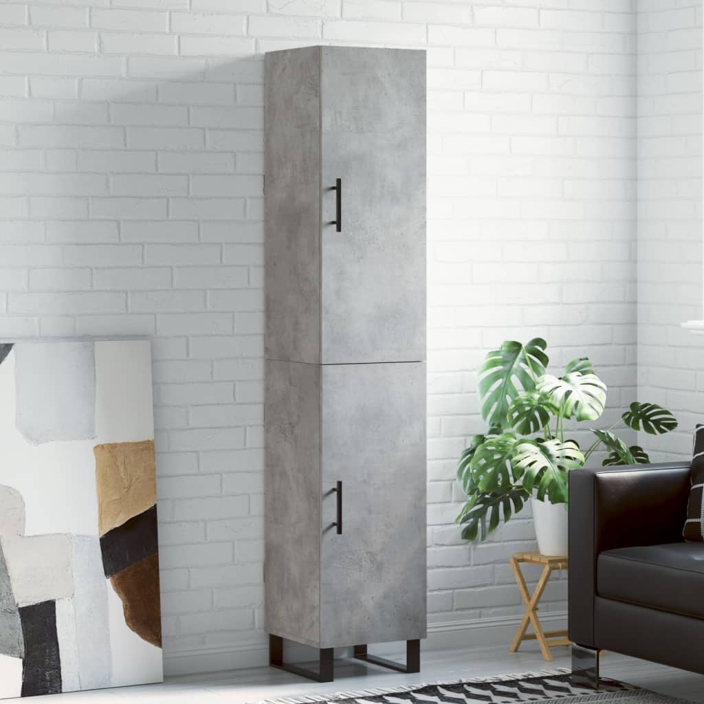 Hoge kast 34,5x34x180 cm bewerkt hout betongrijs