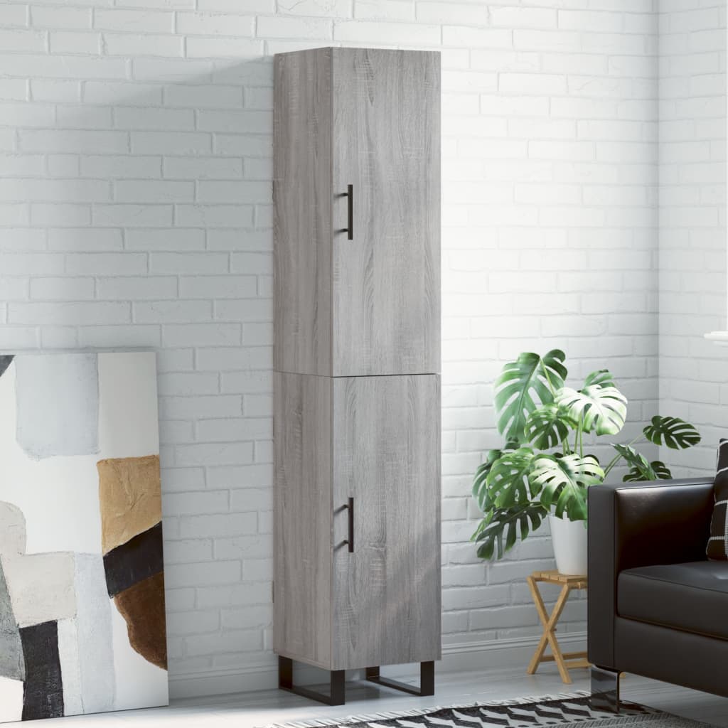 Hoge kast 34,5x34x180 cm bewerkt hout grijs sonoma eikenkleurig