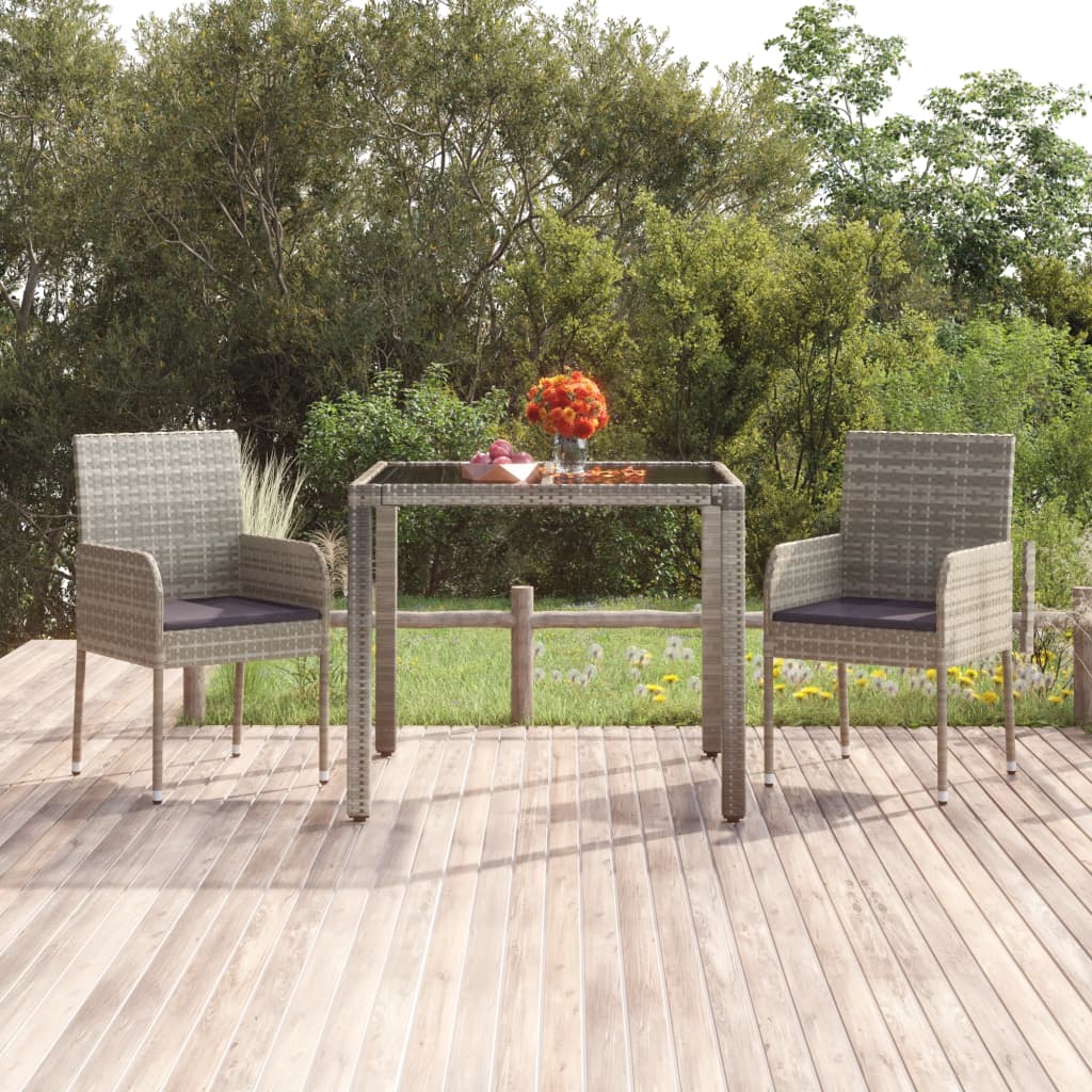 Tuinstoelen 2 st met kussens poly rattan grijs – afbeelding 1