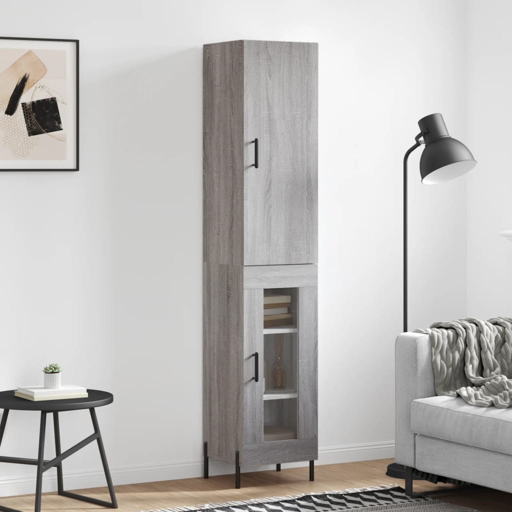 Hoge kast 34,5x34x180 cm bewerkt hout grijs sonoma eikenkleurig