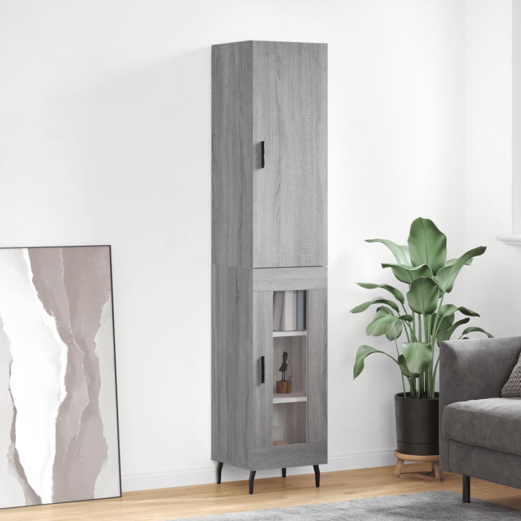 Hoge kast 34,5x34x180 cm bewerkt hout grijs sonoma eikenkleurig