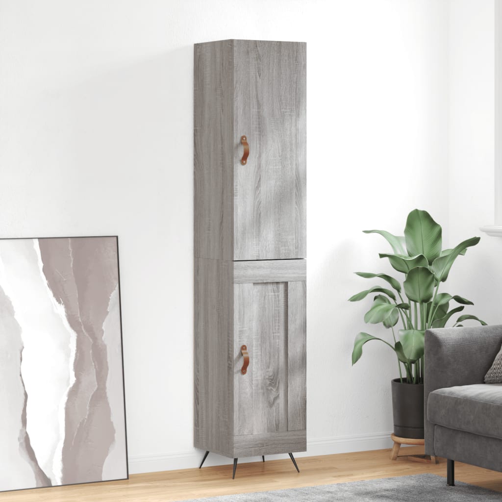 Hoge kast 34,5x34x180 cm bewerkt hout grijs sonoma eikenkleurig