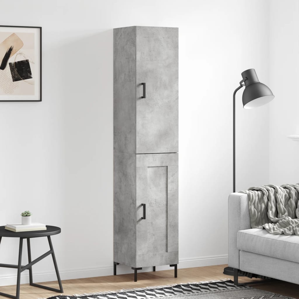Hoge kast 34,5x34x180 cm bewerkt hout betongrijs