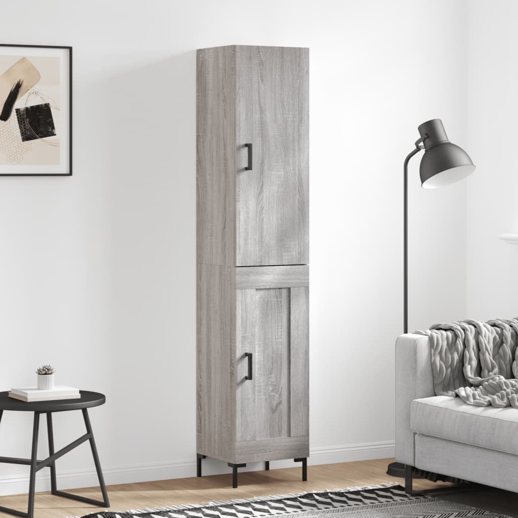 Hoge kast 34,5x34x180 cm bewerkt hout grijs sonoma eikenkleurig