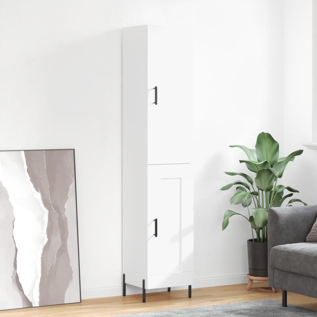 Hoge kast 34,5x34x180 cm bewerkt hout wit