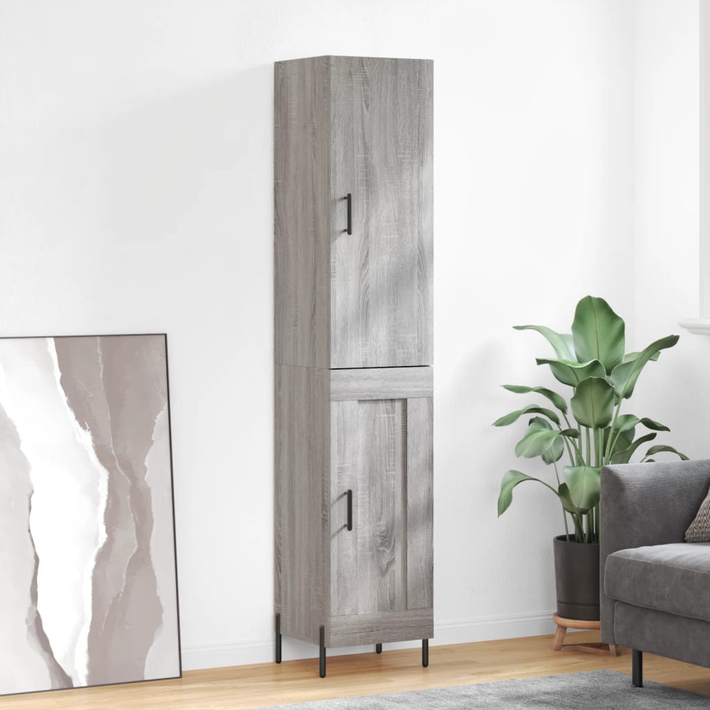 Hoge kast 34,5x34x180 cm bewerkt hout grijs sonoma eikenkleurig