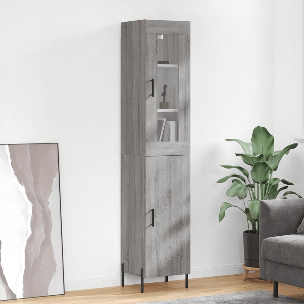 Hoge kast 34,5x34x180 cm bewerkt hout grijs sonoma eikenkleurig