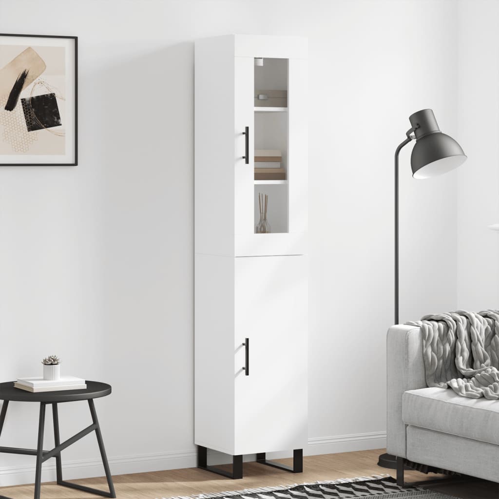 Hoge kast 34,5x34x180 cm bewerkt hout wit