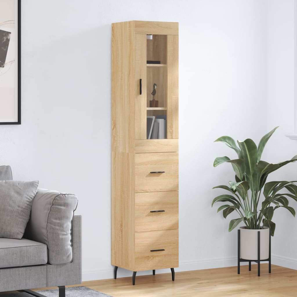 Hoge kast 34,5x34x180 cm bewerkt hout sonoma eikenkleurig