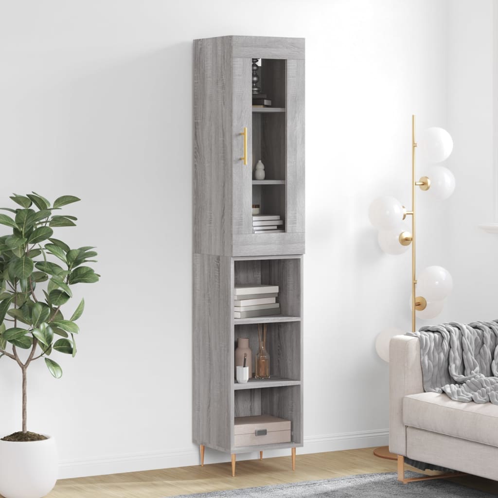 Hoge kast 34,5x34x180 cm bewerkt hout grijs sonoma eikenkleurig