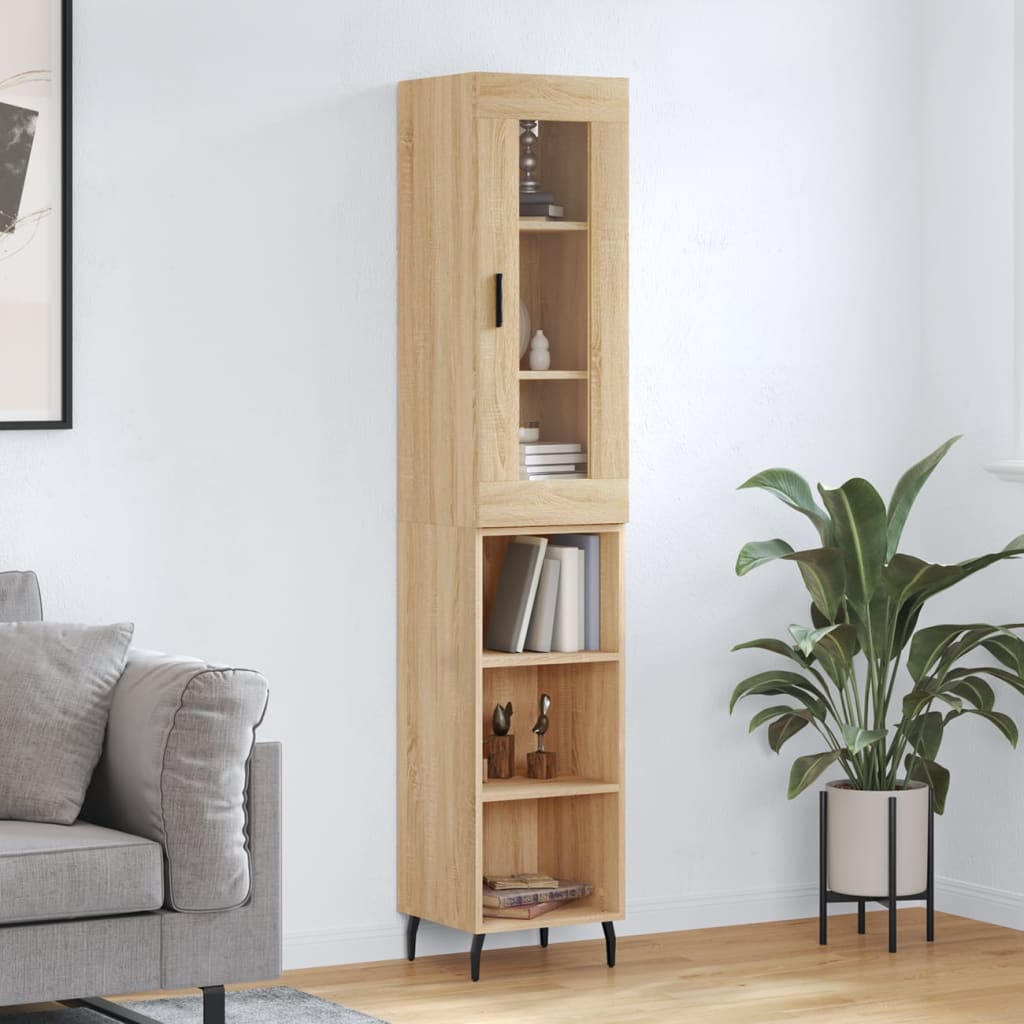 Hoge kast 34,5x34x180 cm bewerkt hout sonoma eikenkleurig