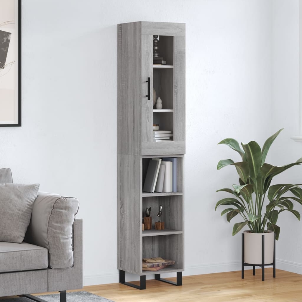 Hoge kast 34,5x34x180 cm bewerkt hout grijs sonoma eikenkleurig