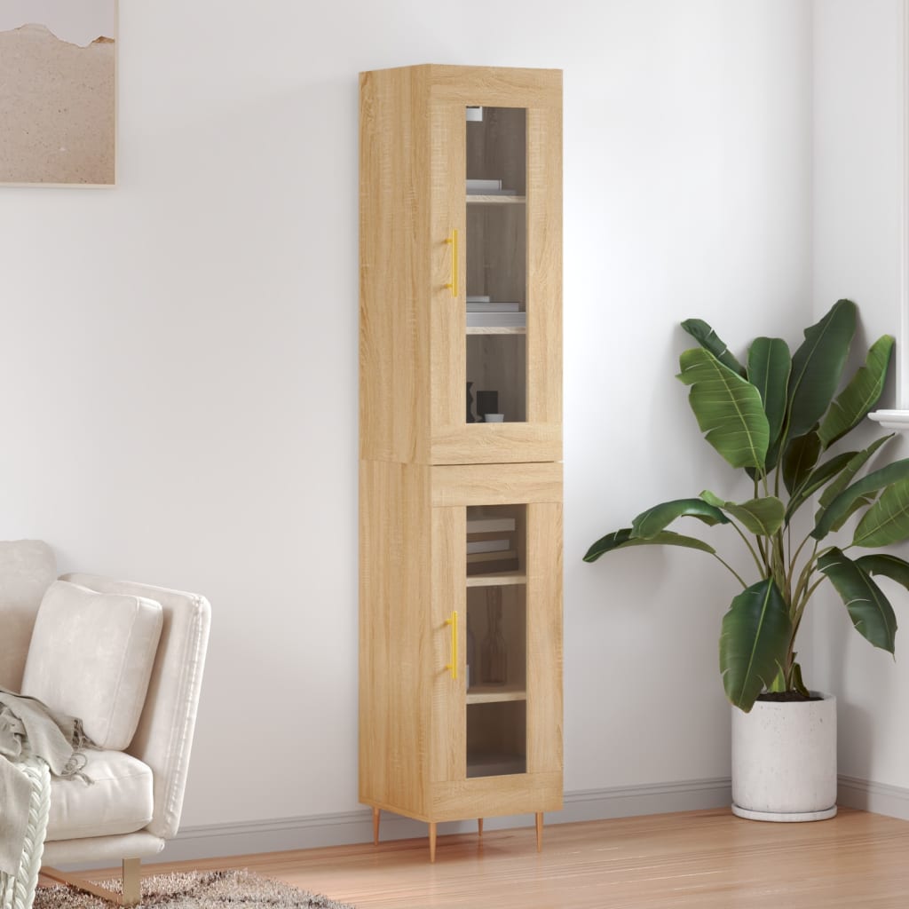 Hoge kast 34,5x34x180 cm bewerkt hout sonoma eikenkleurig – afbeelding 1