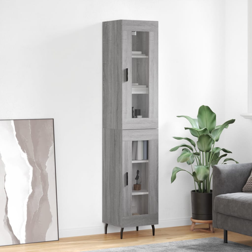 Hoge kast 34,5x34x180 cm bewerkt hout grijs sonoma eikenkleurig