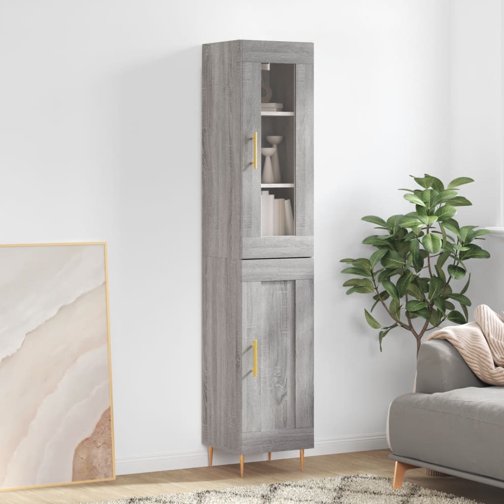 Hoge kast 34,5x34x180 cm bewerkt hout grijs sonoma eikenkleurig