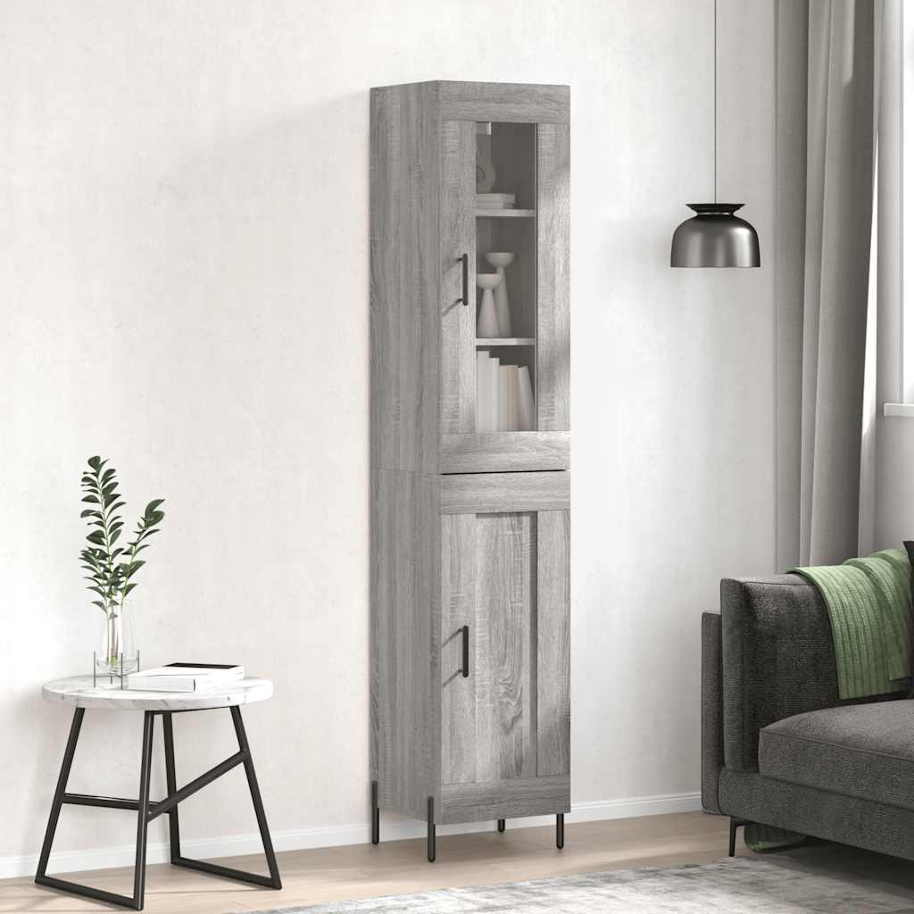 Hoge kast 34,5x34x180 cm bewerkt hout grijs sonoma eikenkleurig