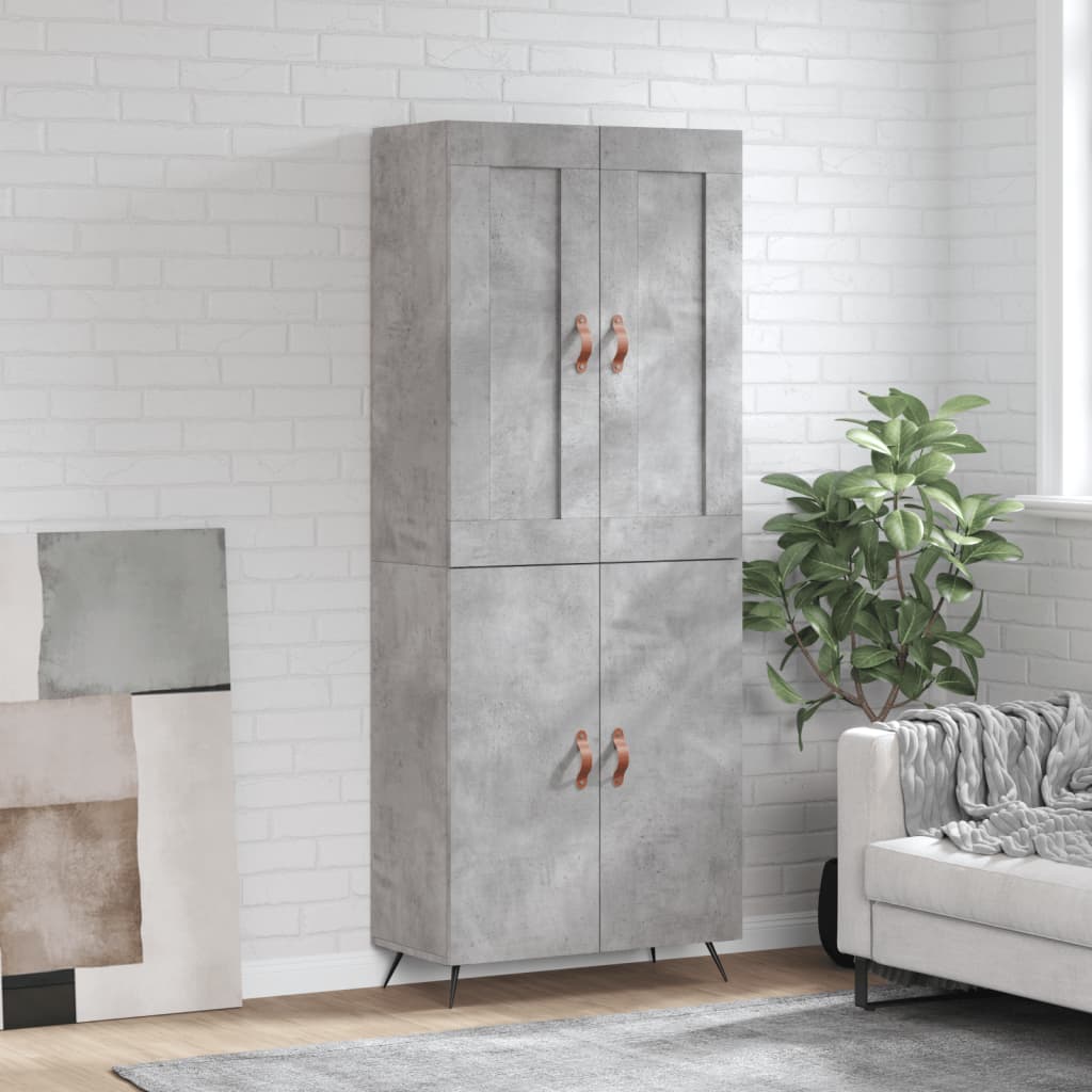Hoge kast 69,5x34x180 cm bewerkt hout betongrijs