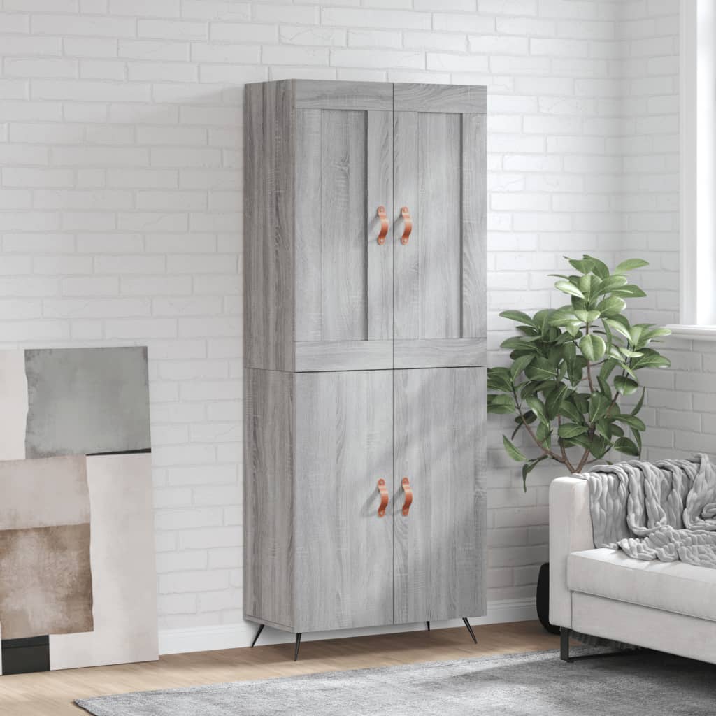 Hoge kast 69,5x34x180 cm bewerkt hout grijs sonoma eikenkleurig – afbeelding 1