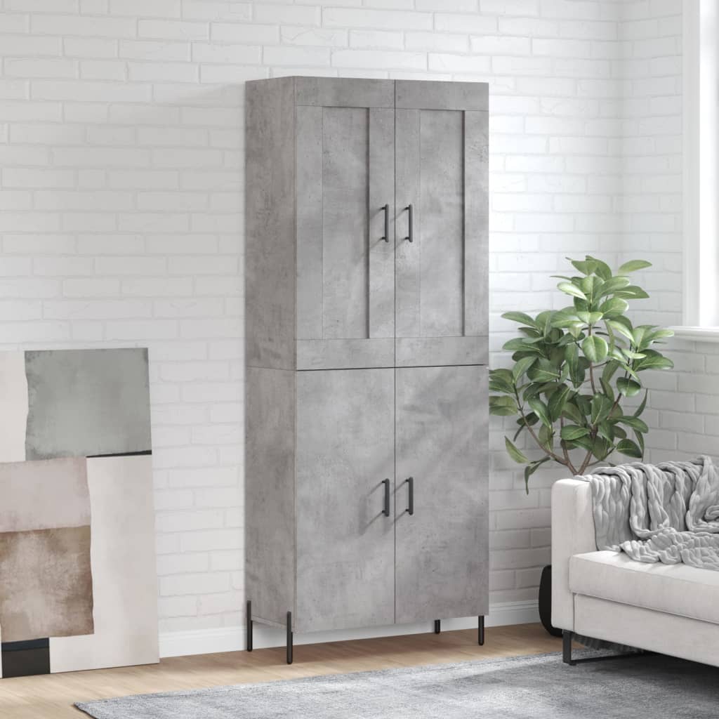 Hoge kast 69,5x34x180 cm bewerkt hout betongrijs