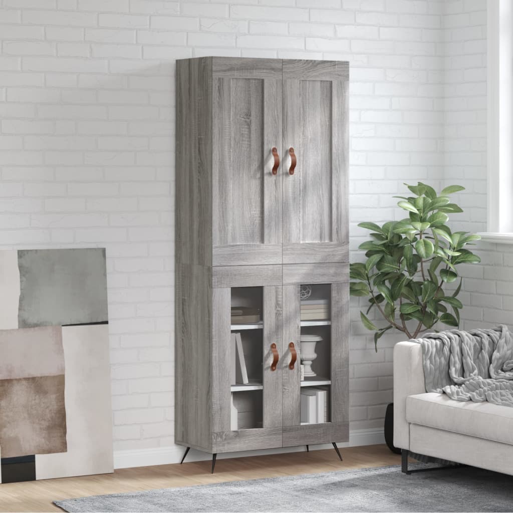 Hoge kast 69,5x34x180 cm bewerkt hout grijs sonoma eikenkleurig
