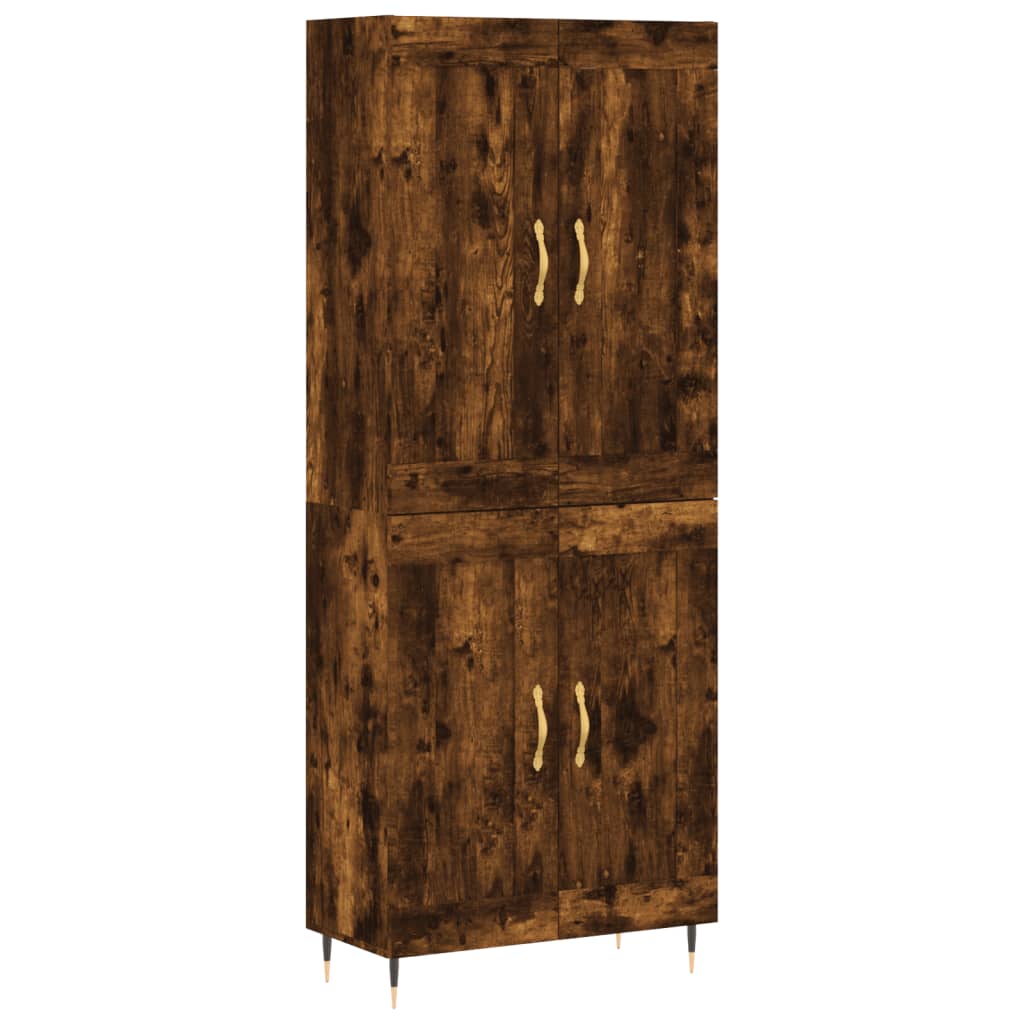 Hoge kast 69,5x34x180 cm bewerkt hout gerookt eikenkleurig – afbeelding 2