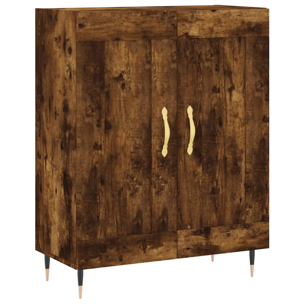 Hoge kast 69,5x34x180 cm bewerkt hout gerookt eikenkleurig – afbeelding 5
