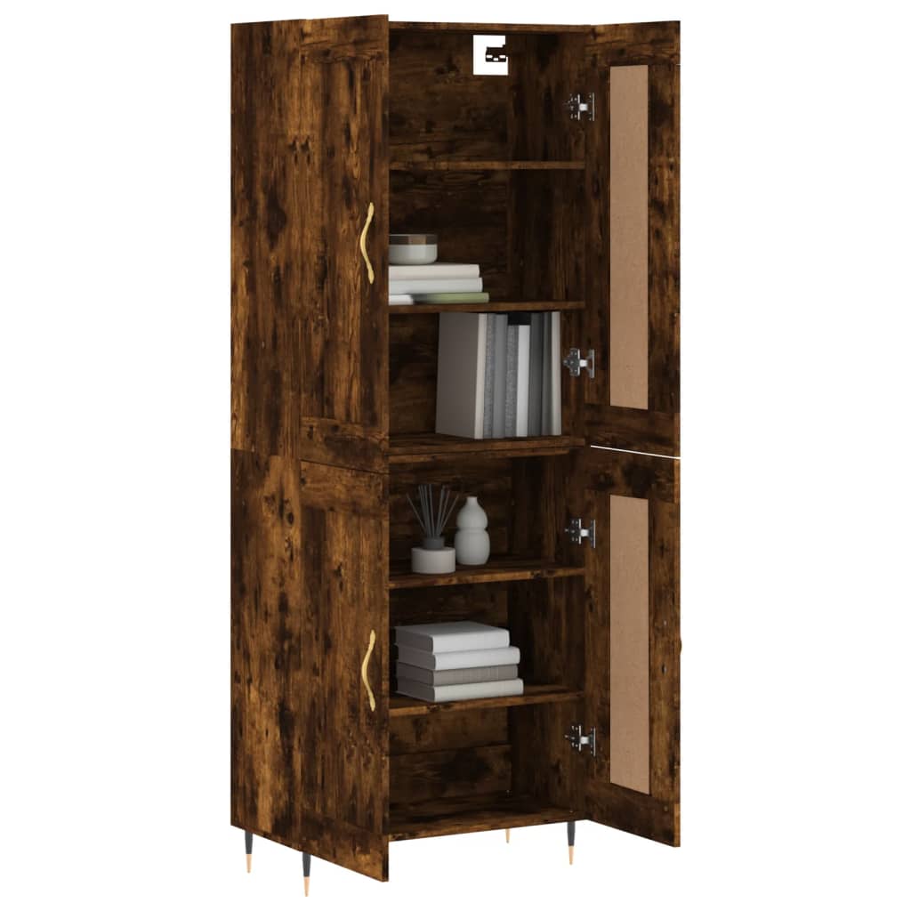 Hoge kast 69,5x34x180 cm bewerkt hout gerookt eikenkleurig – afbeelding 9