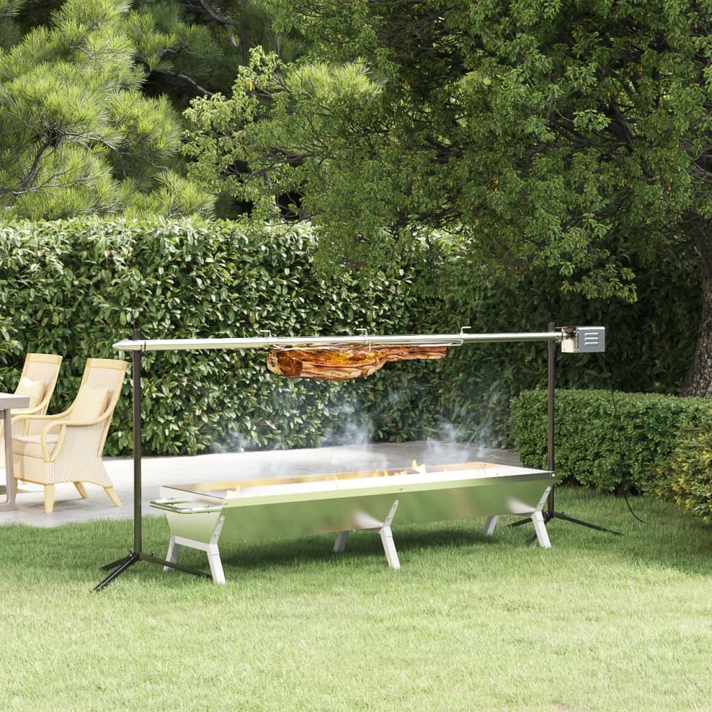 Barbecueplaat 158x42x31 cm roestvrij staal zilverkleurig – afbeelding 1