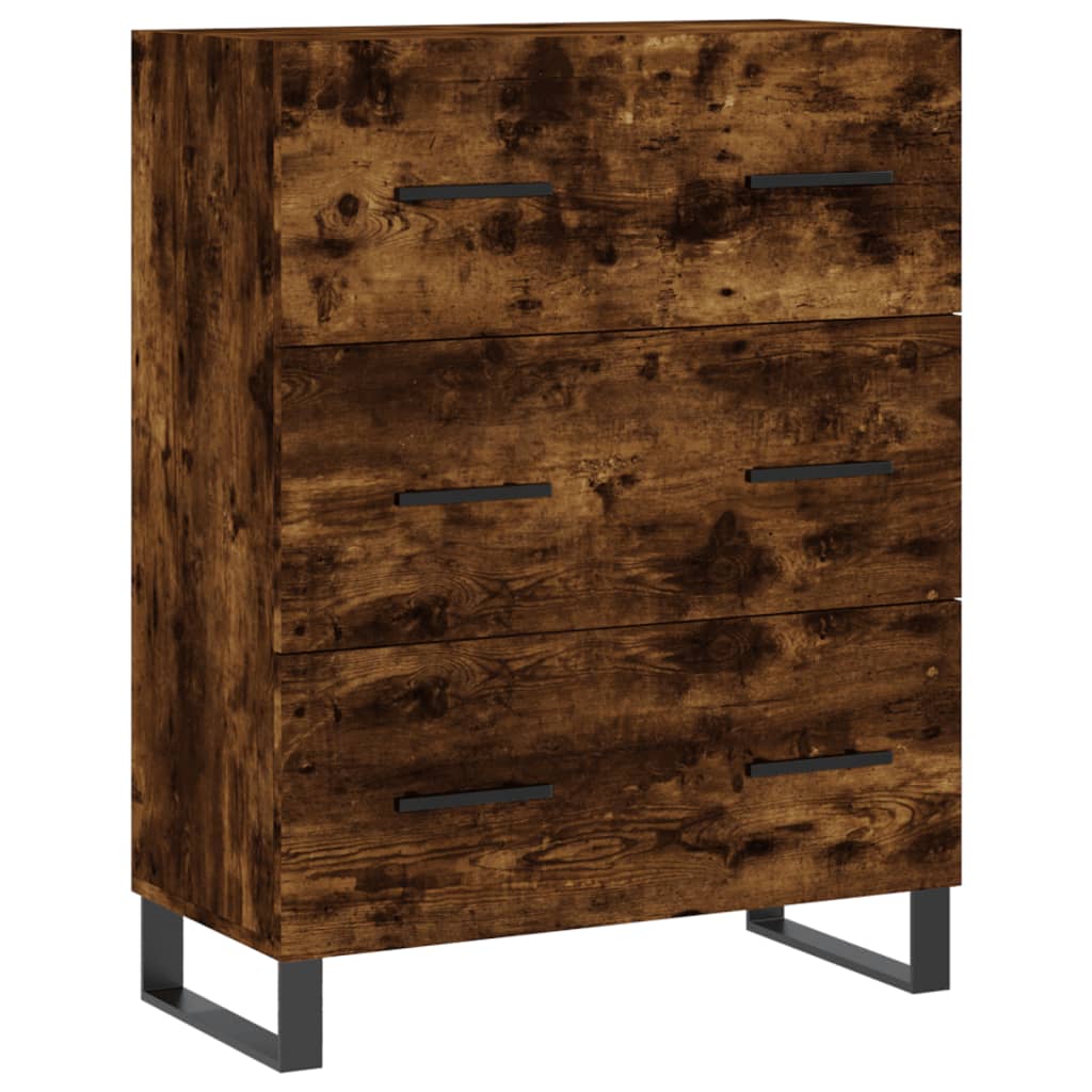 Hoge kast 69,5x34x180 cm bewerkt hout gerookt eikenkleurig – afbeelding 7