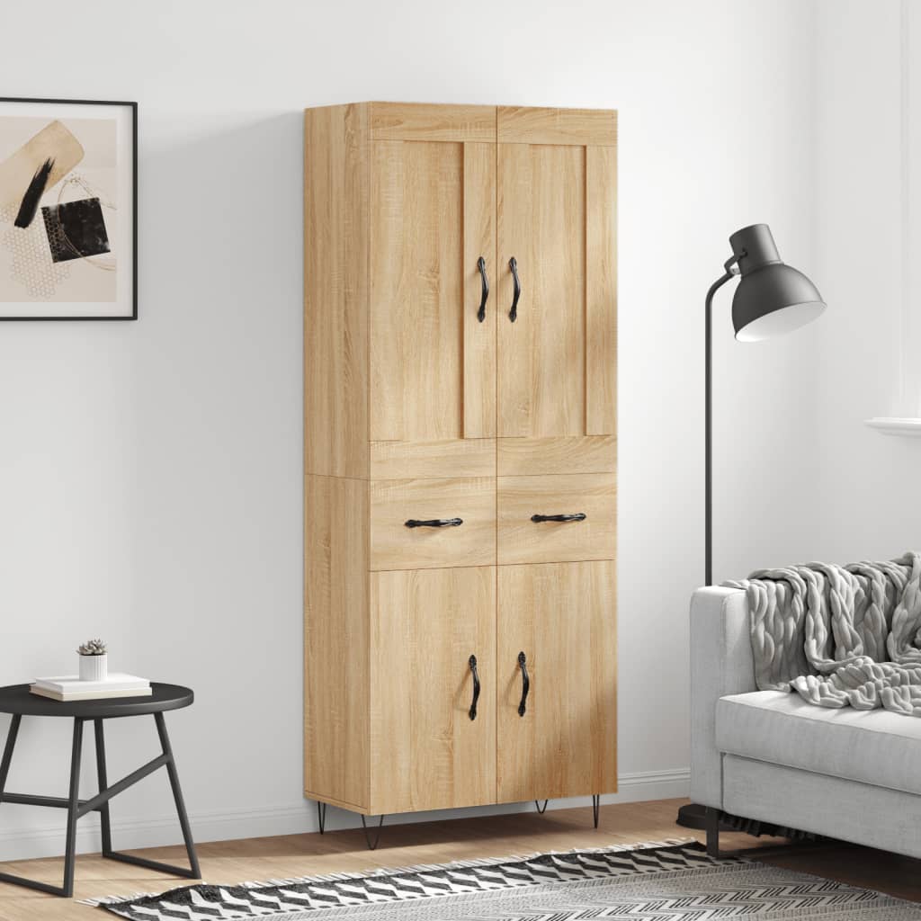 Hoge kast 69,5x34x180 cm bewerkt hout sonoma eikenkleurig